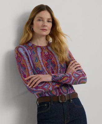 Lauren Ralph Lauren Womens Slim-Fit Paisley Sweater Product Image