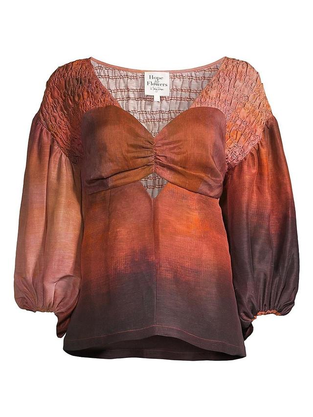 Womens Empire Linen-Blend Blouse Product Image