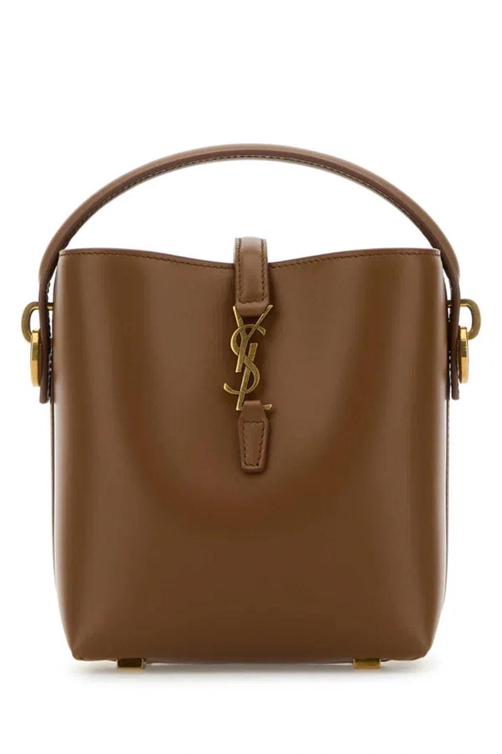 SAINT LAURENT Caramel Leather Mini Le 37 Bucket Bag In Brown Product Image