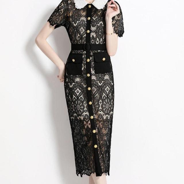 Eterna Gillian Lace Short Sleeve Midi Dress Product Image