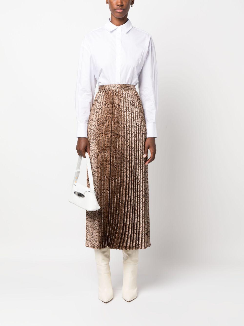 leopard-print pleated midi skirt Product Image