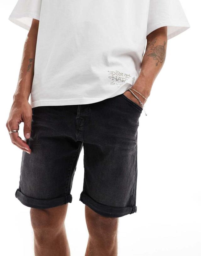 Jack & Jones denim shorts in washed black Product Image