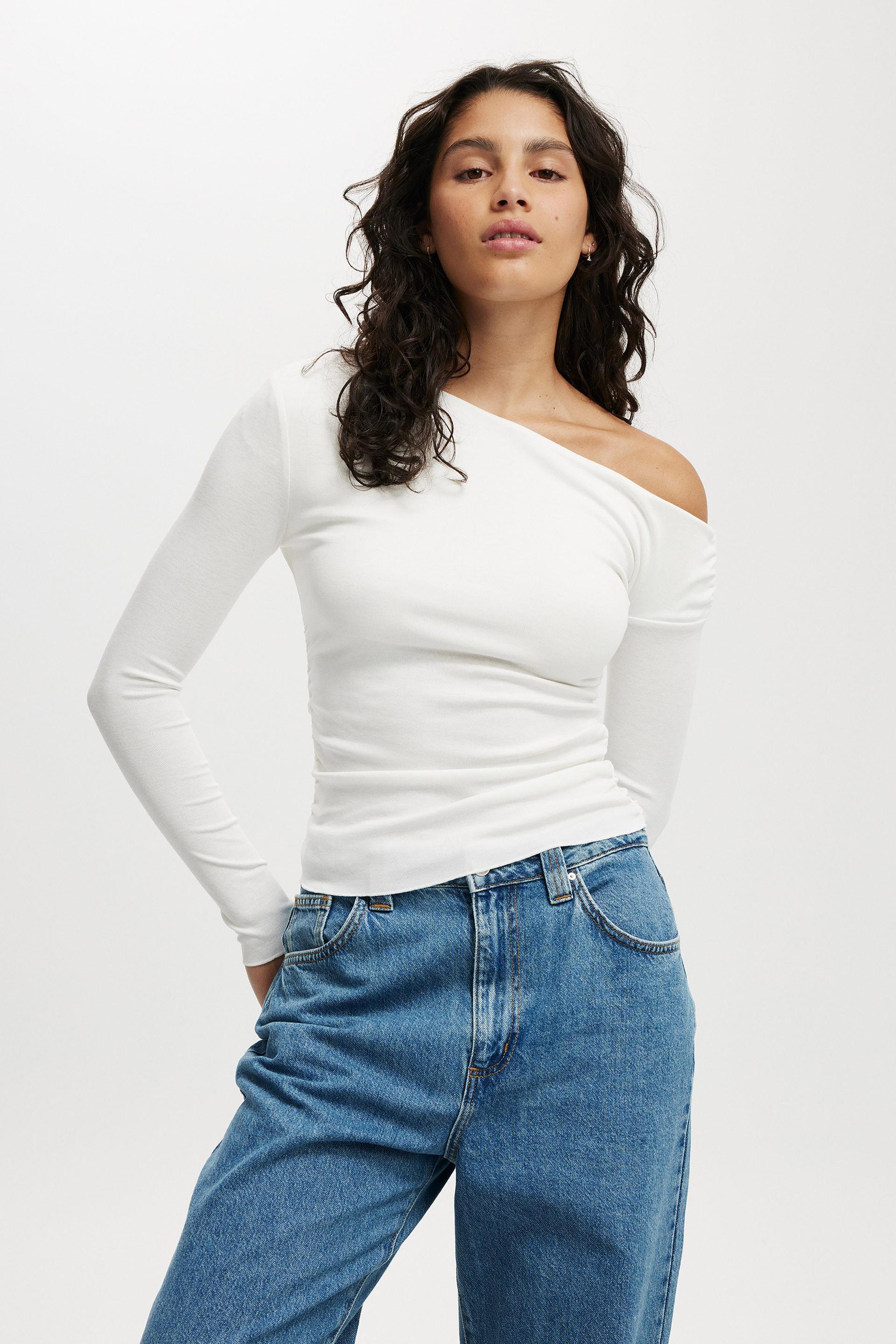 Cotton On Women - Marlow Asymmetrical Long Sleeve Top - Vintage white product image