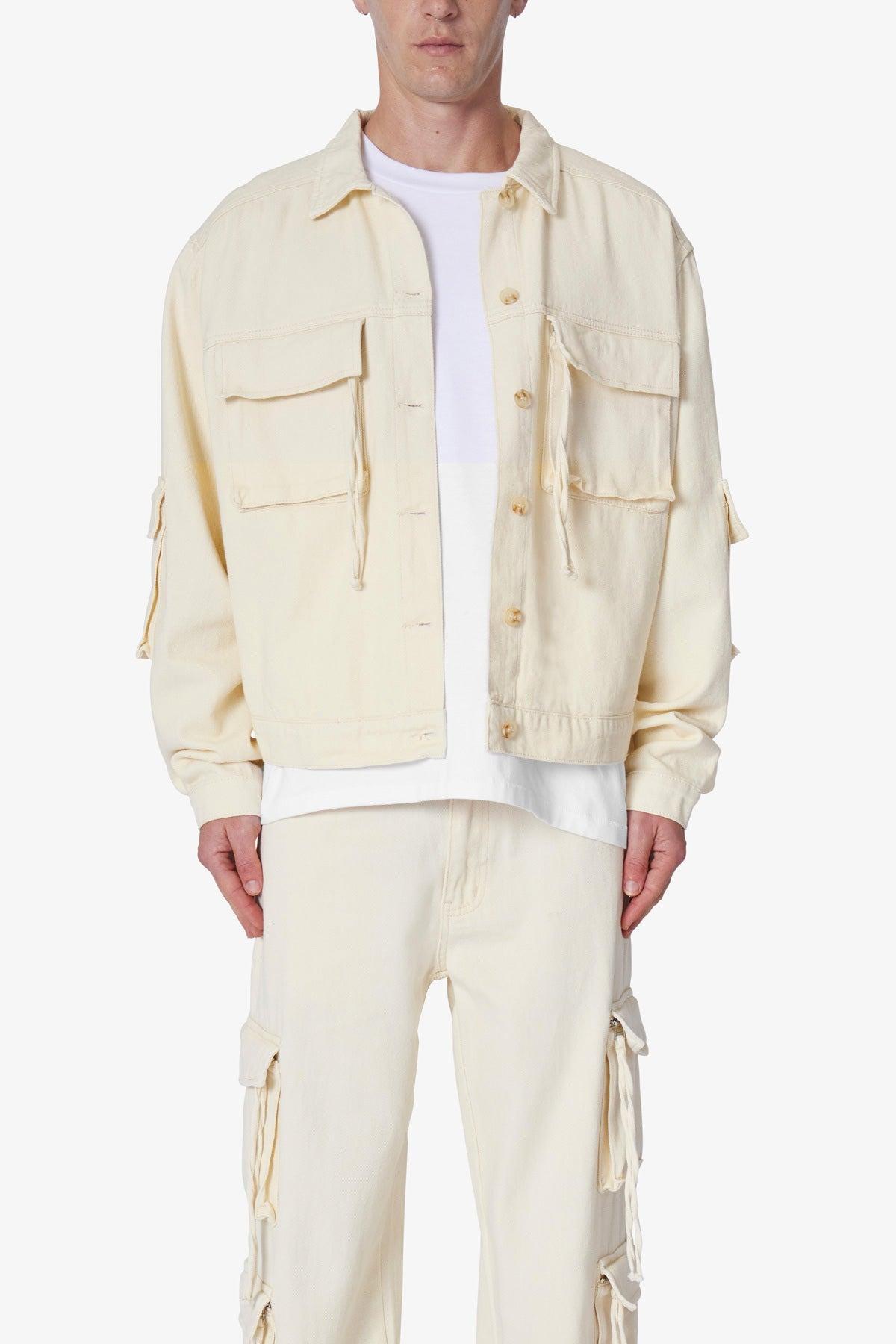 Brushed Twill Cargo Jacket - Khaki Product Image