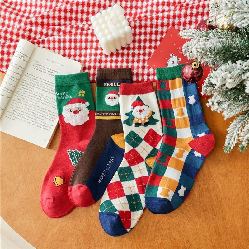 Christmas Cartoon Print Socks Product Image