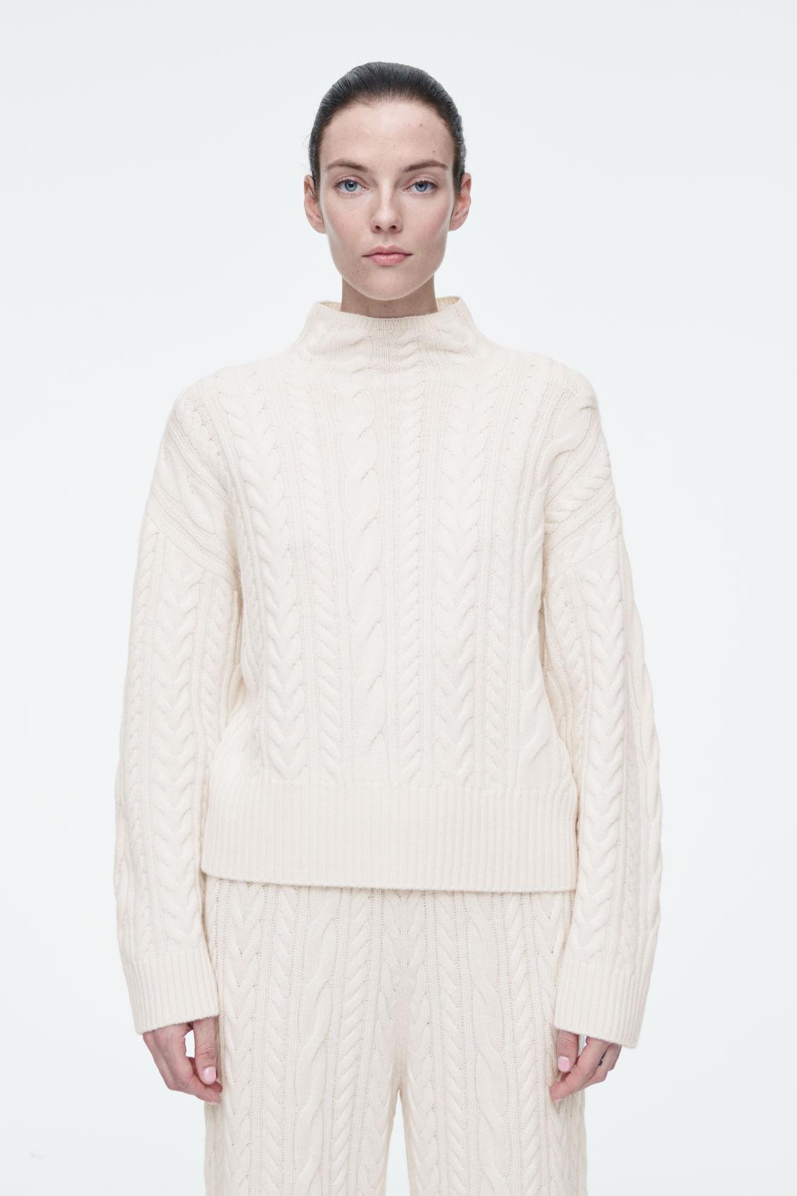 CABLE-KNIT WOOL FUNNEL-NECK SWEATER product image