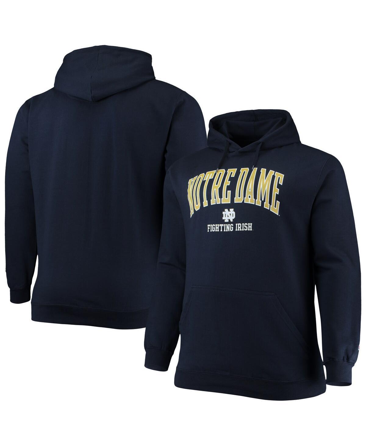 Mens Champion Navy Notre Dame Fighting Irish Big and Tall Arch Over Logo Powerblend Pullover Hoodie Product Image