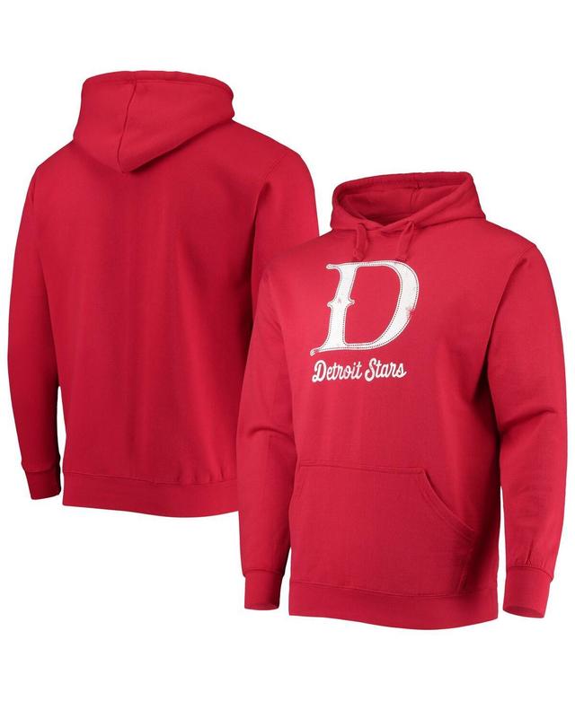 Mens Stitches Red Detroit Stars Negro League Logo Pullover Hoodie Product Image