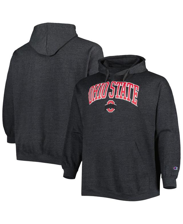 Mens Champion Heather Charcoal Ohio State Buckeyes Big and Tall Arch Over Logo Powerblend Pullover Hoodie Product Image