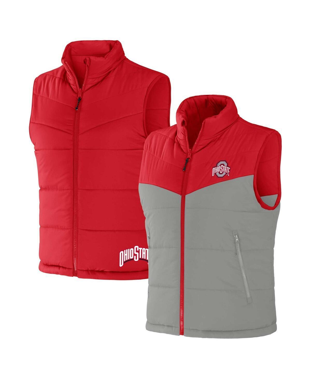 Mens Darius Rucker Collection by Fanatics Scarlet/Gray Ohio State Buckeyes Colorblocked Full-Zip Reversible Vest Product Image