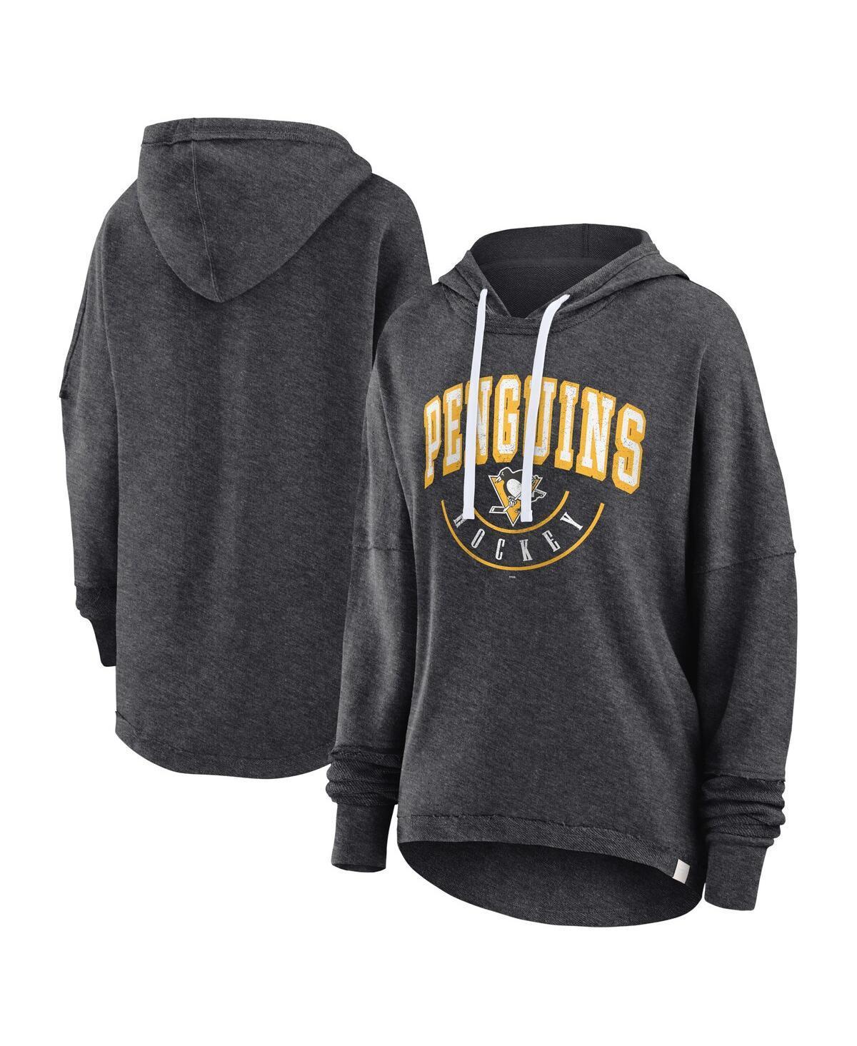 Womens Fanatics Branded Heather Charcoal Pittsburgh Penguins Lux Lounge Helmet Arch Pullover Hoodie Product Image