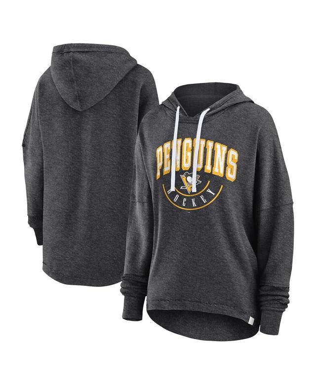 Womens Fanatics Branded Heather Charcoal Pittsburgh Penguins Lux Lounge Helmet Arch Pullover Hoodie Product Image