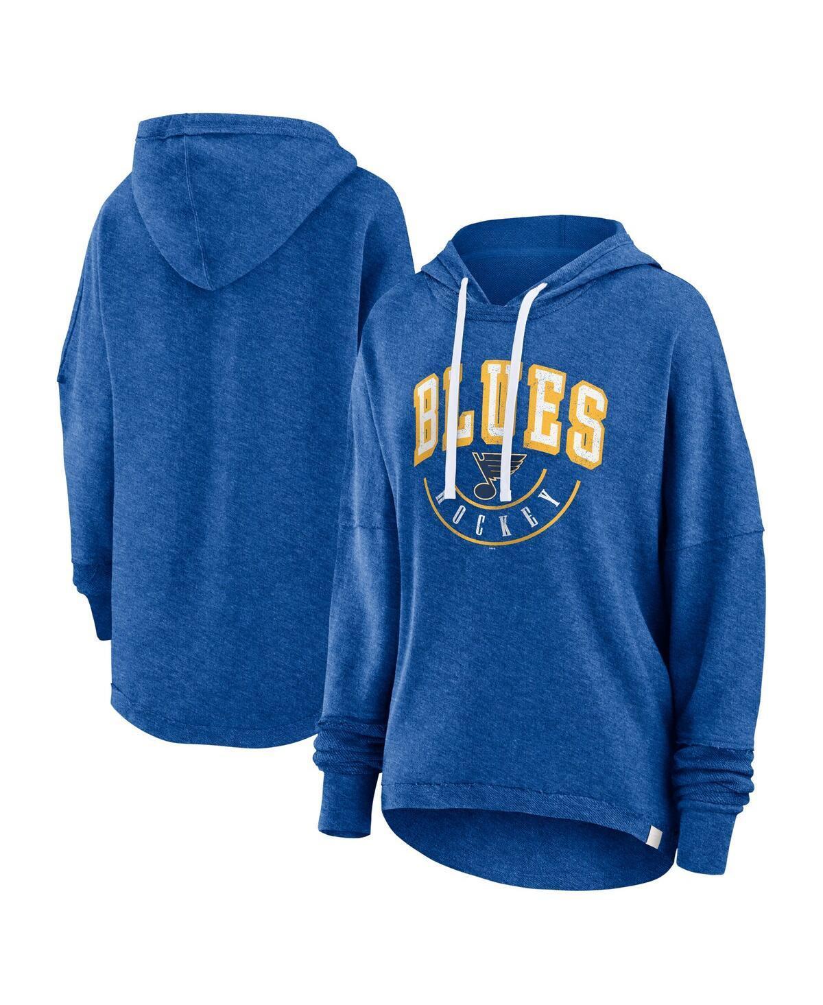 Womens Fanatics Heather Blue Distressed St. Louis Blues Lux Lounge Helmet Arch Pullover Hoodie Product Image