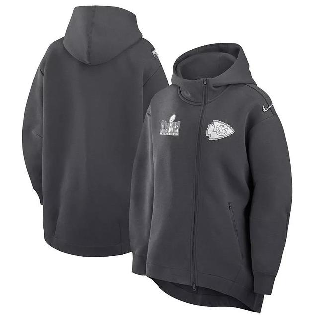 Womens Nike Anthracite Kansas City Chiefs Super Bowl LVIII Opening Night Tech Fleece Full-Zip Hoodie Product Image