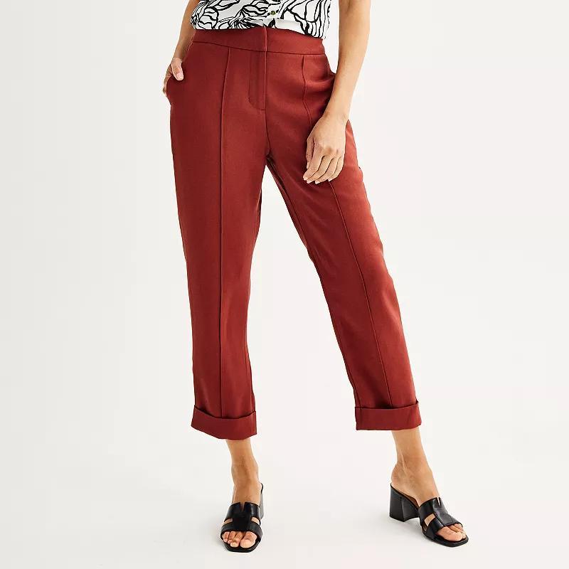 Womens Nine West Pintuck Roll Cuff Pants Product Image