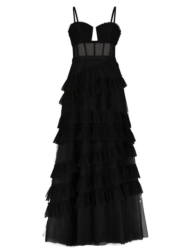 Womens Corset Tulle Ruffled Gown Product Image