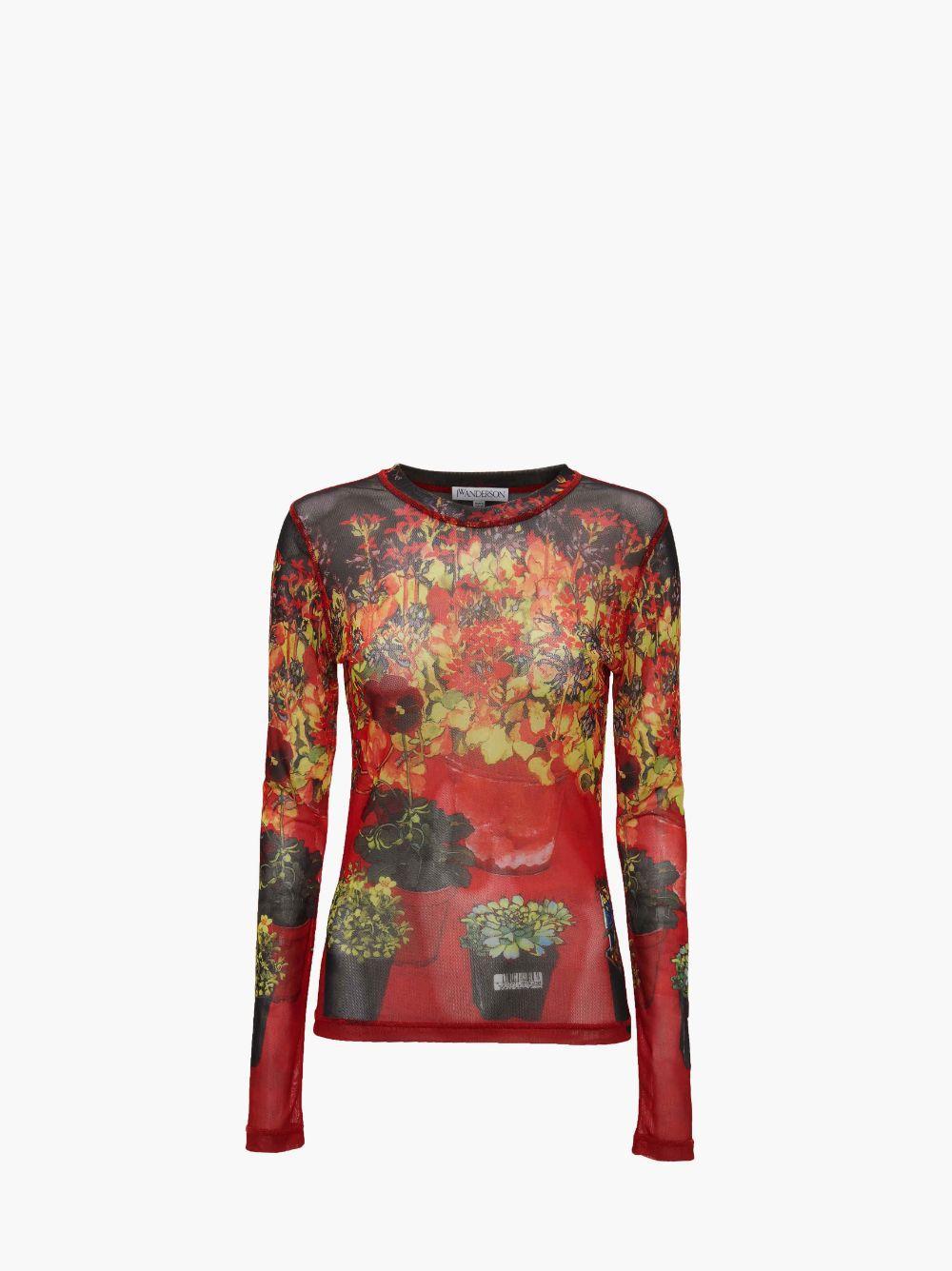 SHEER LONG SLEEVE TOP in red | JW Anderson US  Product Image