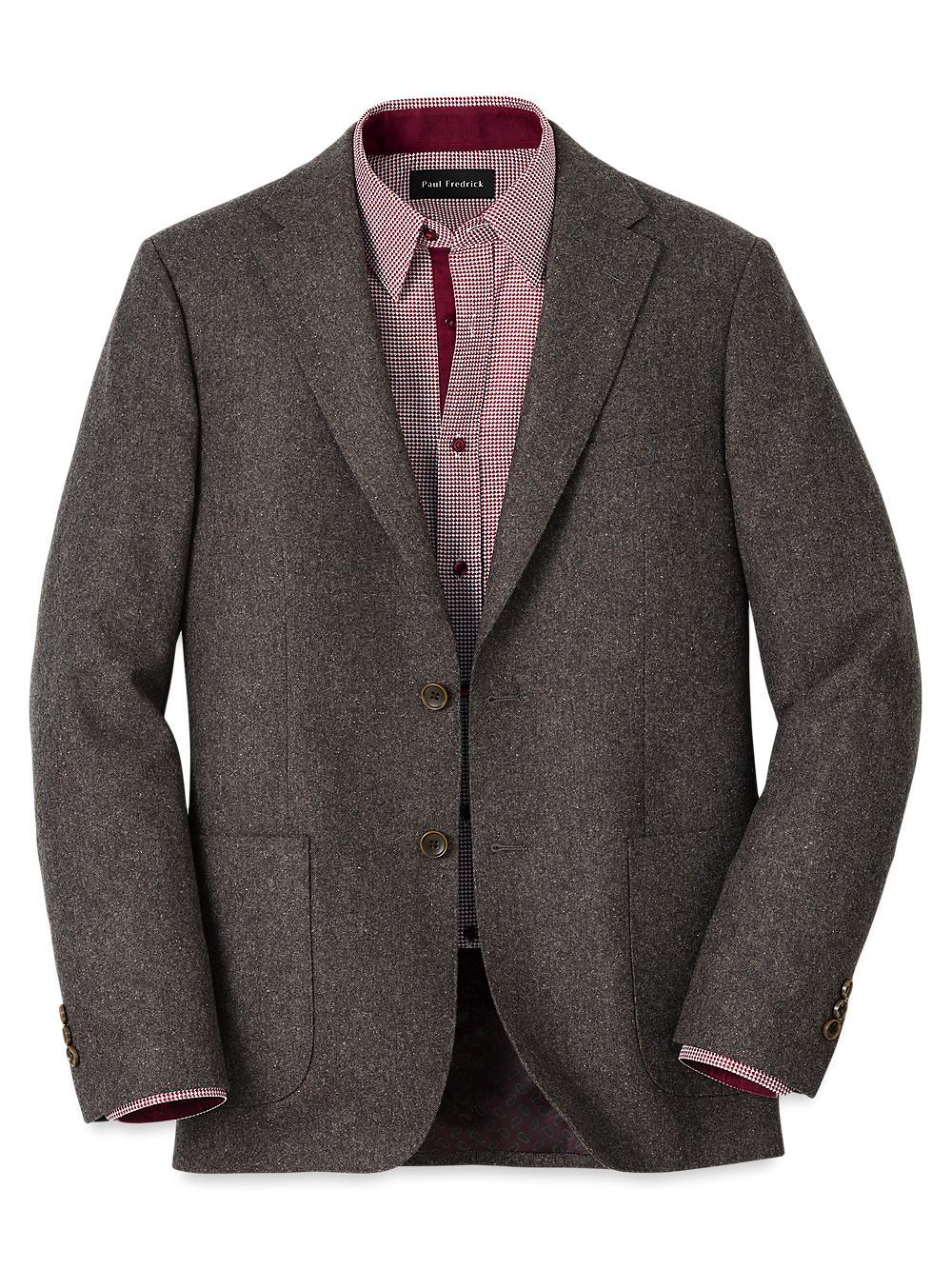 Wool Blend Donegal Single Breasted Notch Lapel Sport Coat - Charcoal Product Image