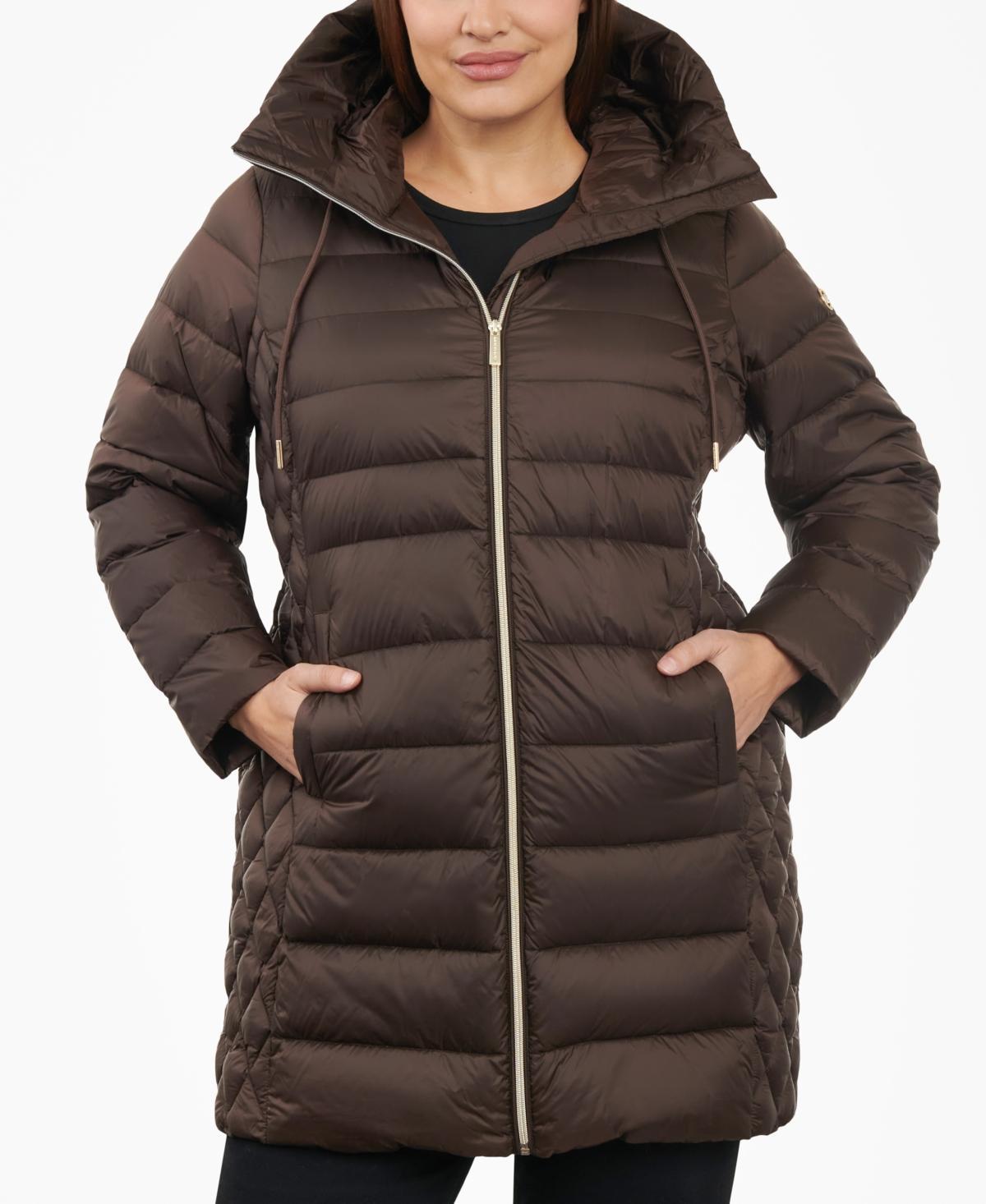 Michael Michael Kors Womens Plus Size Hooded Down Packable Puffer Coat, Created for Macys Product Image