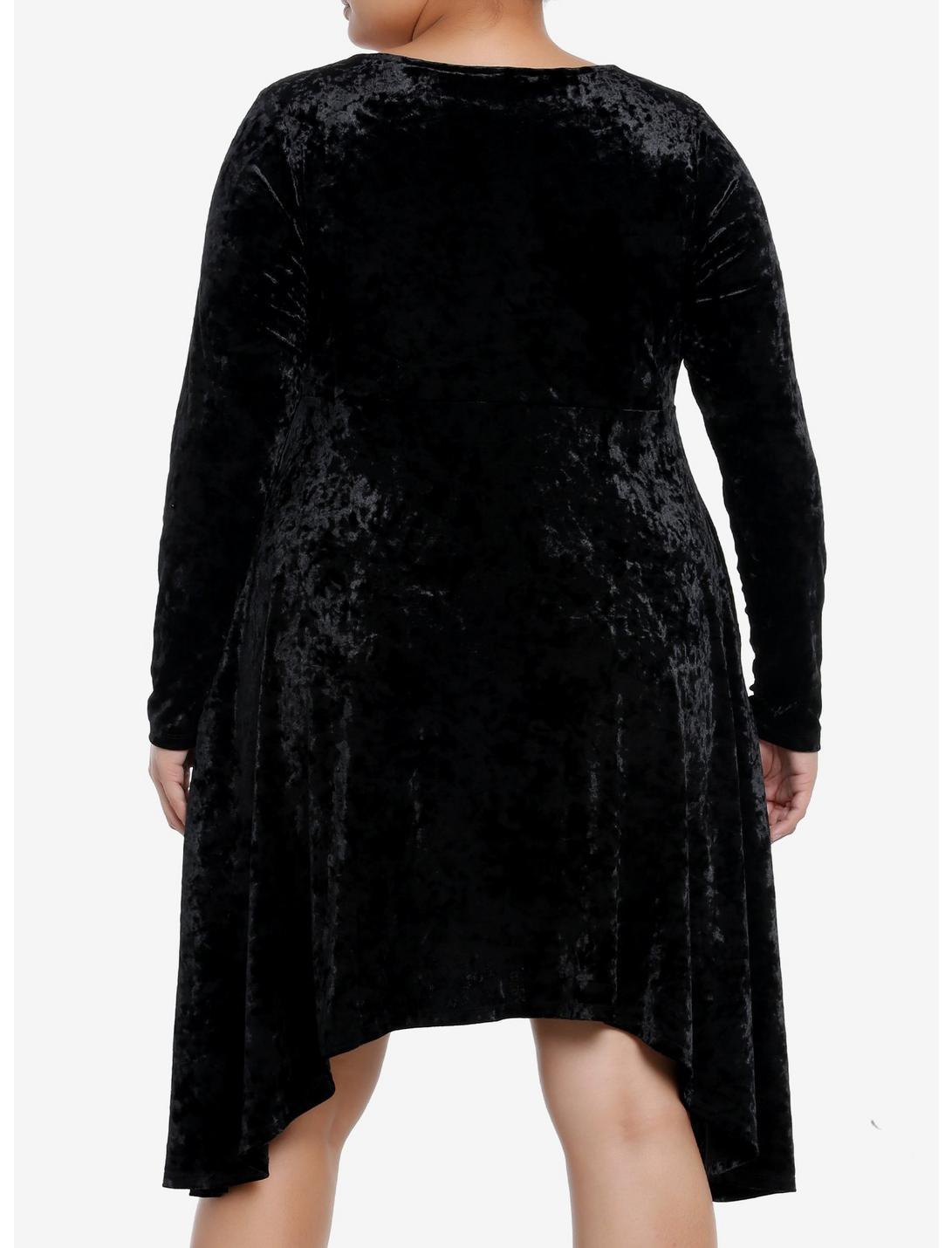 Cosmic Aura Black Velvet Lace Long-Sleeve Dress Plus Size Product Image