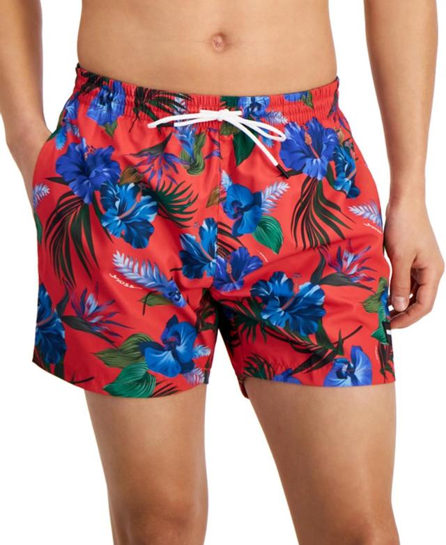 HUGO BOSS Boss By  Men's Piranha Graphic 5.3" Swim Trunks, Created For Macy's In Medium Red Product Image