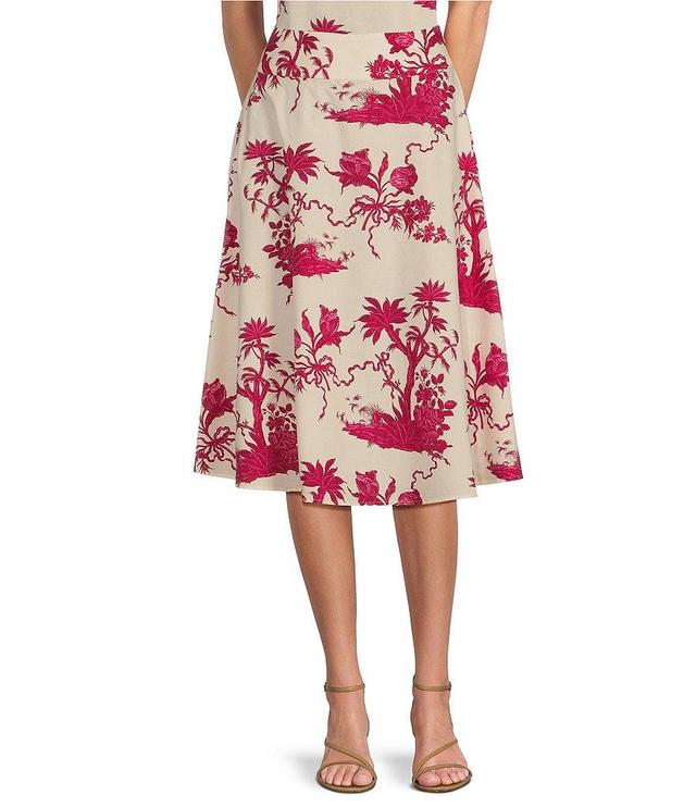 Tara Jarmon Jeanette Cotton Poplin Floral Print Coordinating Midi A-Line Skirt Product Image