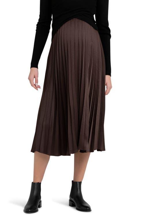 Ripe Maternity Pleated Satin Maternity Midi Skirt Product Image