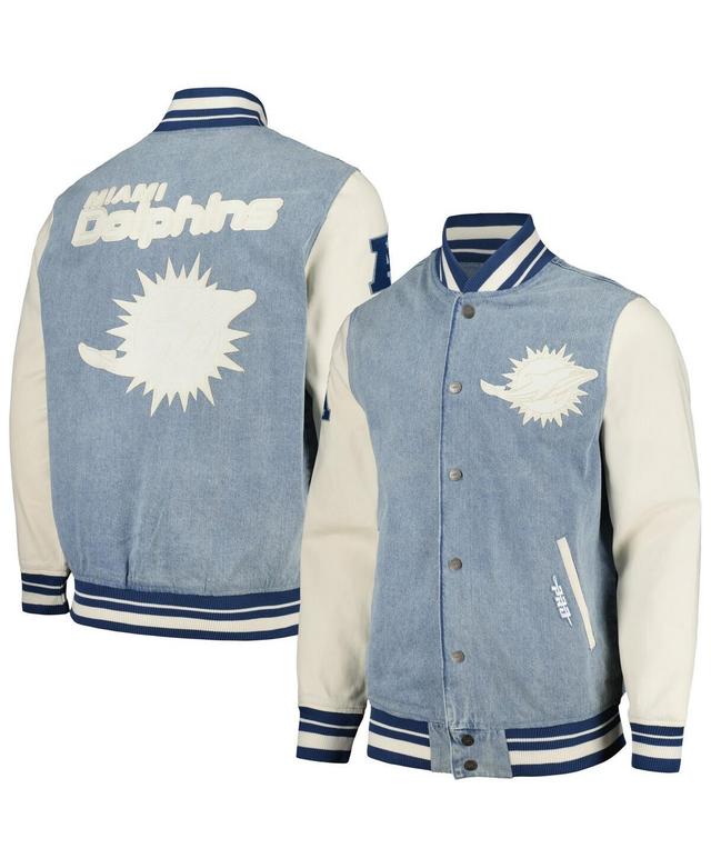 Mens Pro Standard Denim Distressed Miami Dolphins Varsity Blues Full-Snap Varsity Jacket Product Image