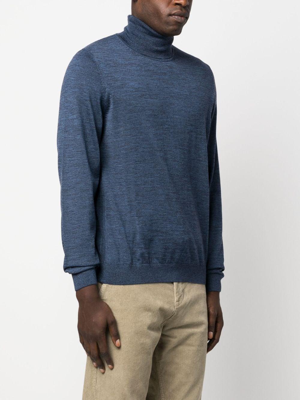 HUGO BOSS Roll-neck Virgin Wool Jumper In Blue Product Image