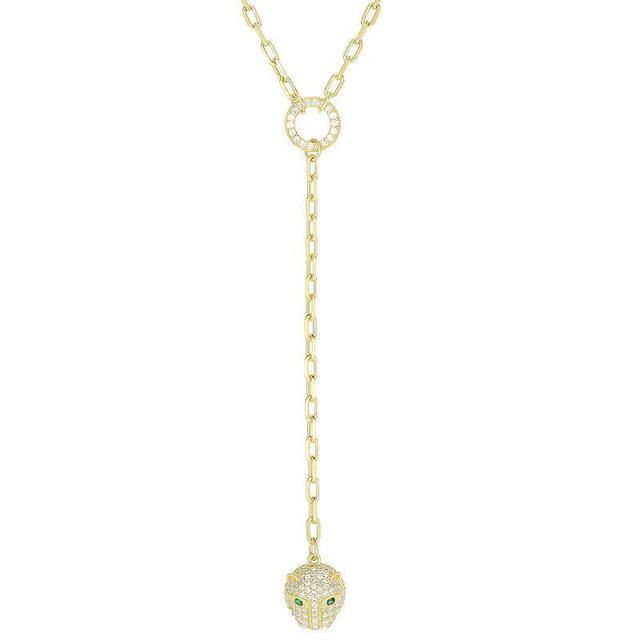 Sunkissed Sterling 14k Gold over Silver CZ Panther Lariat Necklace, Womens Gold Tone Product Image