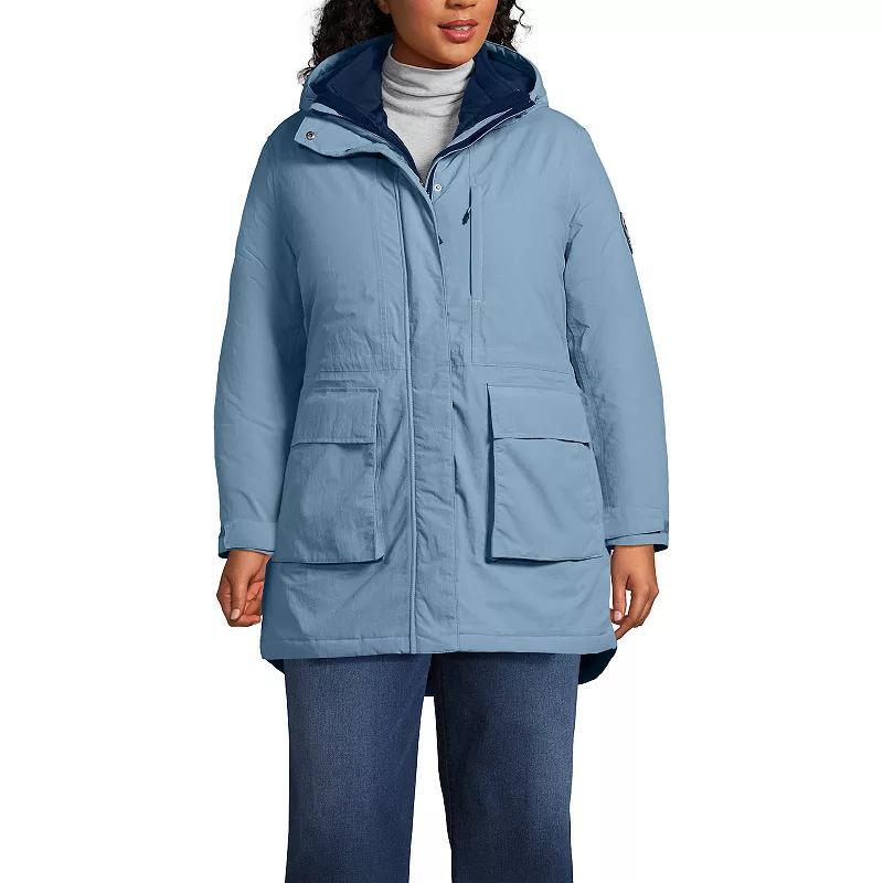 Plus Size Lands End Womens 3-in-1 Squall Winter Parka Jacket Pale Grey Blue Product Image