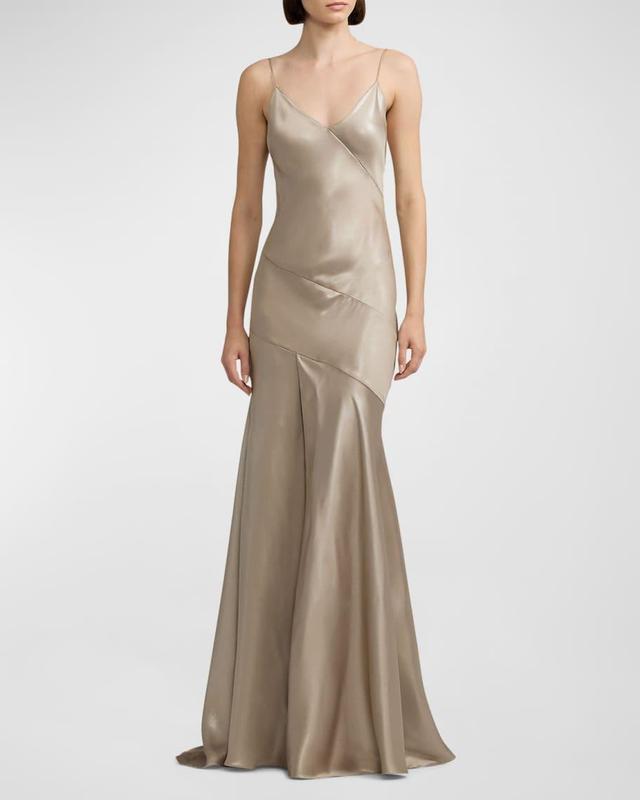 Cay Satin Sleeveless Evening Dress Product Image