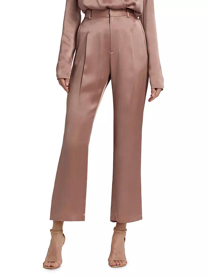 Satin Cropped Straight-Leg Pants Product Image