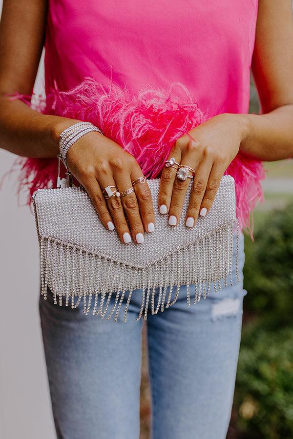 VIP Party Rhinestone Clutch In Silver Product Image