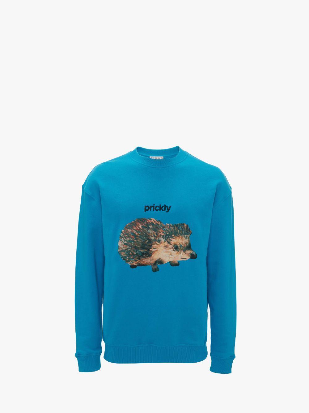 HEDGEHOG PRINT CREWNECK SWEATSHIRT in blue | JW Anderson US  Product Image