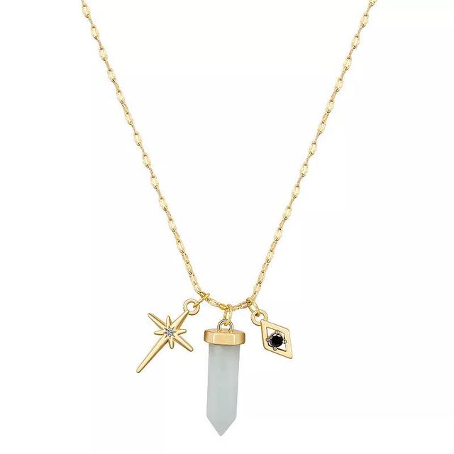 Love This Life 14k Gold Flash Plated Cubic Zirconia Star, Evil Eye & Amazonite Charm Pendant Necklace, Womens Gold Tone Product Image