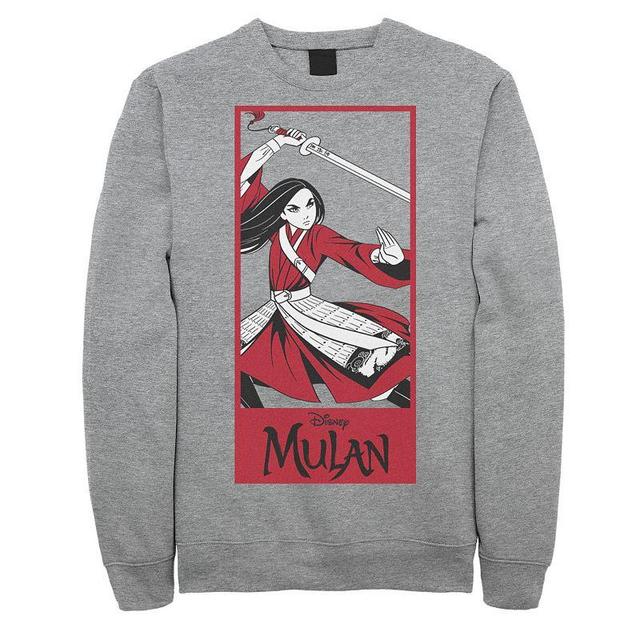 Disneys Mulan Live Action Mulan Action Pose Panel Mens Sweatshirt Athletic Grey Product Image