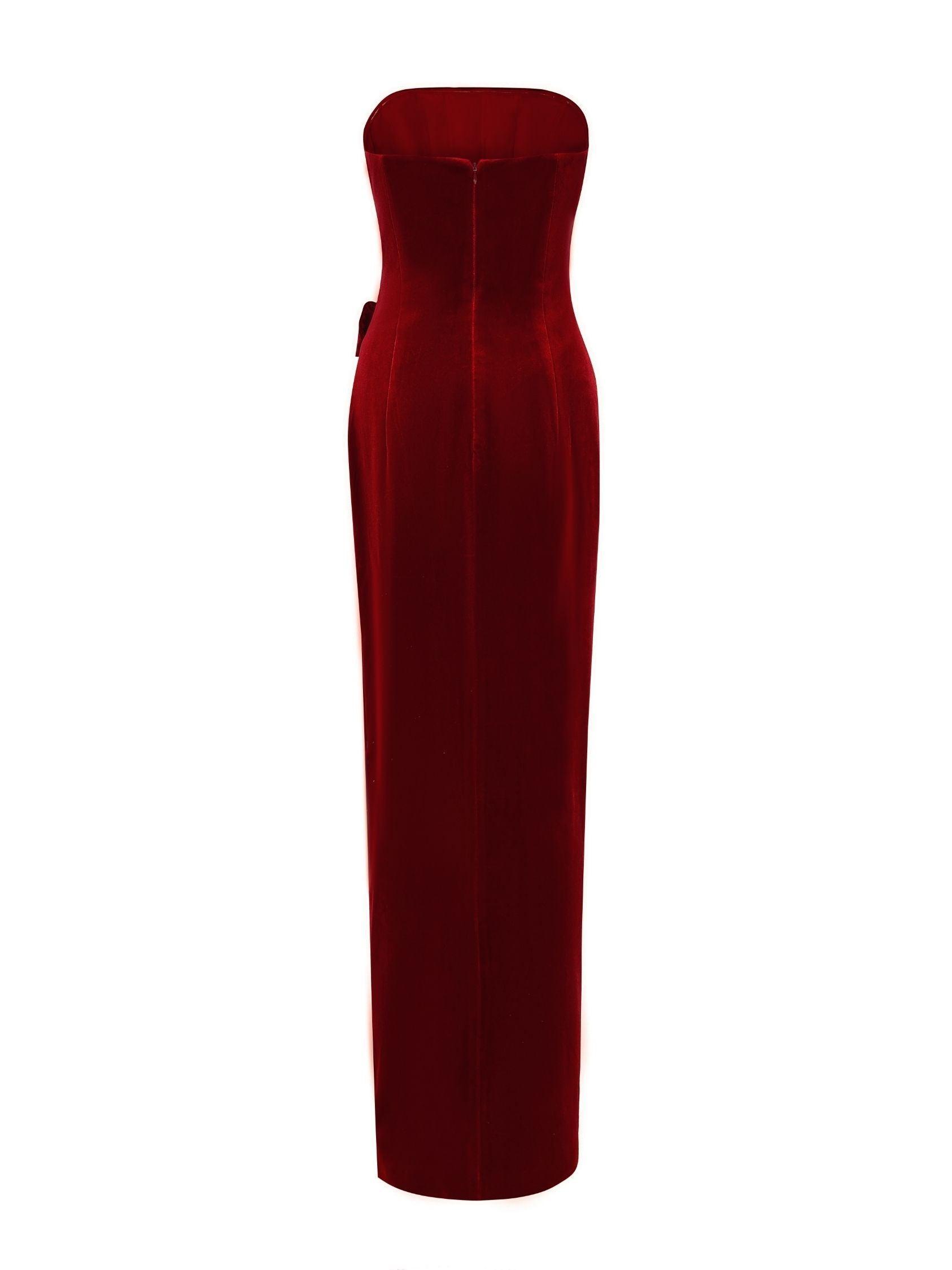 Emma Velvet Dress (Red) Product Image