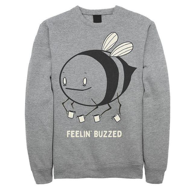 Mens Feelin Buzzed Coffee Bee Fleece Pullover Athletic Grey Product Image