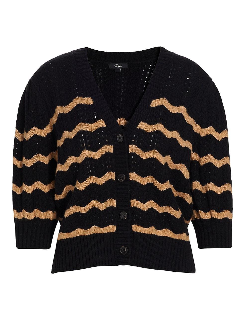 Womens Isla Wavy Striped Pointelle Cardigan Product Image