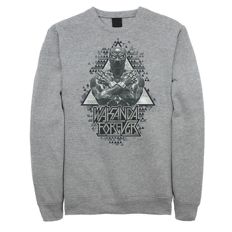 Mens Marvel Black Panther Crossed Arms Geometric Sweatshirt Athletic Grey Product Image