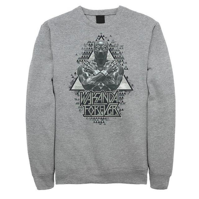 Mens Marvel Black Panther Crossed Arms Geometric Sweatshirt Athletic Grey Product Image