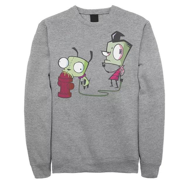 Mens Nickelodeon Invader Zim Walking Gir Fire Hydrant Portrait Graphic Fleece Pullover Product Image