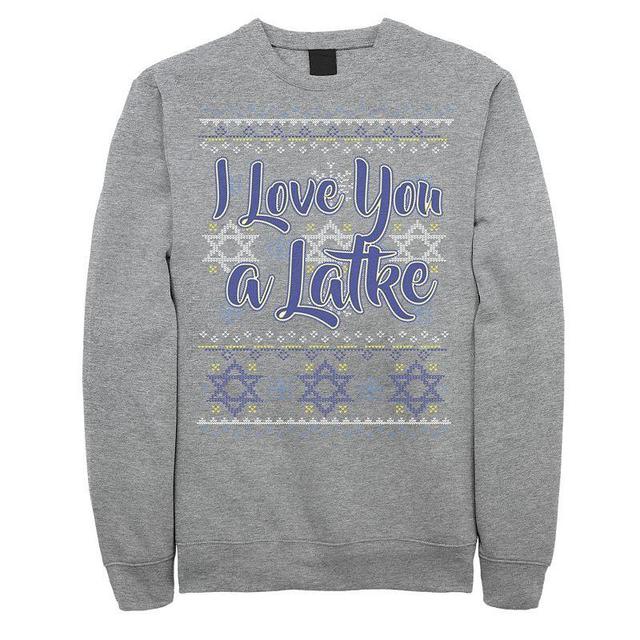 Mens I Love You a Latke Knit Style Sweatshirt Athletic Grey Product Image