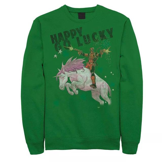 Mens Marvel Deadpool Happy Go Lucky Unicorn Sweatshirt Product Image