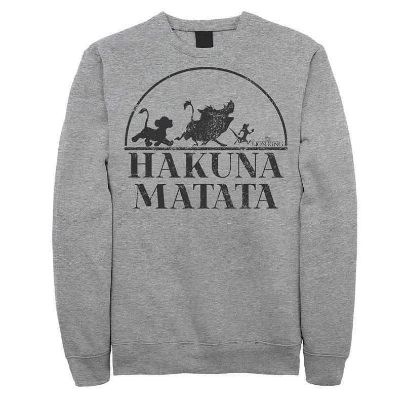 Disneys The Lion King Mens Hakuna Matata Simple Text Sweatshirt Athletic Grey Product Image