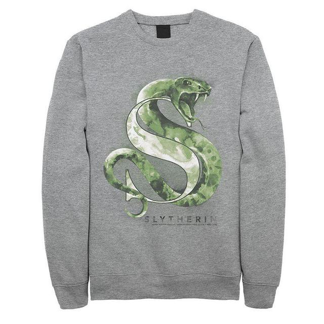 Mens Harry Potter House Slytherin Watercolor Pullover Sweatshirt Athletic Grey Product Image