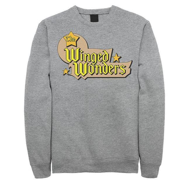 Mens DC Comics The Winged Wonders Text Logo Sweatshirt Athletic Grey Product Image