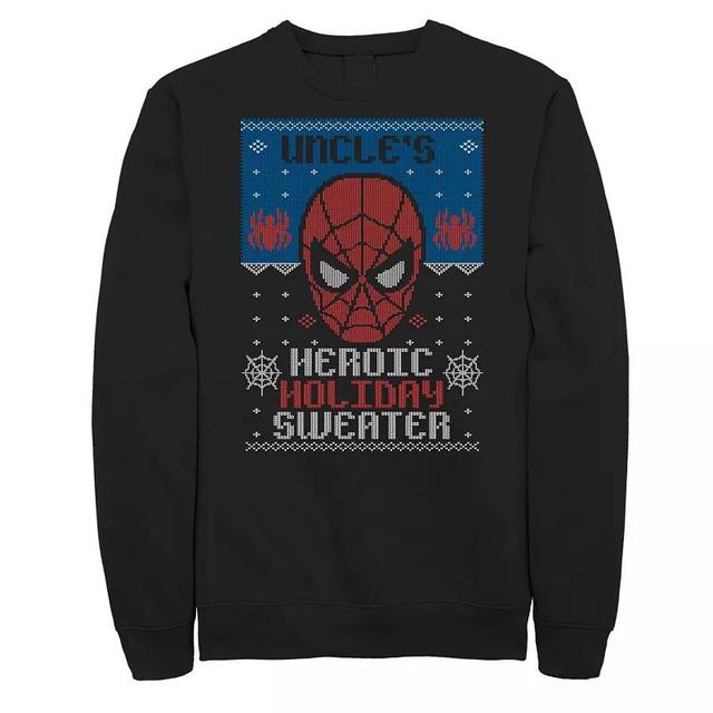 Mens Marvel Spider-Man Uncles Heroic Holiday Christmas Sweatshirt Black Product Image