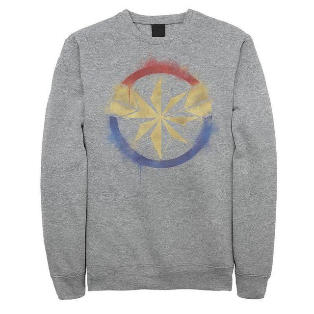 Mens Marvel Avengers Endgame Captain Marvel Spray Paint Logo Sweatshirt Athletic Grey Product Image